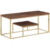 vidaXL Couchtisch Golden Edelstahl und Massive Holzschwellen