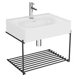 Vitra Equal Waschtisch-Set 64082 mit Waschtisch 60 cm, weiß hochglanz VC, mit Ablage Metall schwarz matt
