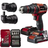 Einhell Akku-Bohrschrauber TE-CD 18/45 3X-Li+22 Power X-Change (18 V, 45 Nm, Winkelaufsatz, Exzenter Aufsatz, 22-tlg. Bitset, 2x2,0 Ah-Akku, Ladegerät + E-Box)