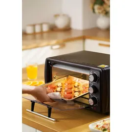 Steinborg Mini Backofen 13 Liter Pizzaofen 60°-250°C Timer Krümelblech Minibackofen Backofen Kleiner Backofen | 900 Watt