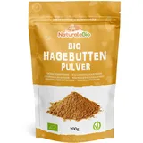 Hagebuttenpulver Bio 200g. Rohkostqualität, Natürlich und rein aus ganzen biologischen Hagebuttenbeeren gemahlen. Hundsrosen-Pulver reich an Vitamin C. NaturaleBio. Natürliches Bio-Produkt.