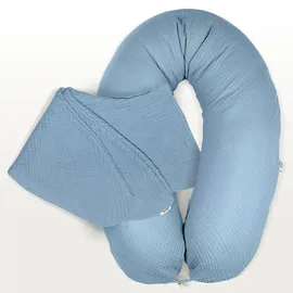 sei Design Stillkissenbezug 190 cm Musselin Blau