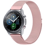 Amzpas 22mm Uhrenarmband Metall Ersatz Armband für Herren Damen, 22mm Universal Smartwatch Ersatzarmband, Mesh Edelstahl Metall Magnet Armbänder, Rosa