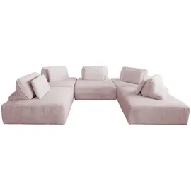 KAWOLA Modulsofa Cord 5-Sitzer Rosa
