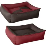 BedDog 2in1 Hundebett MAX Quattro, großes Hundekörbchen aus Cordura, waschbares Hundebett mit Rand, Hundesofa für drinnen, draußen, XXL, Sultan, braun-rot