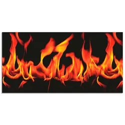 Küchenrückwand ARTLAND "Feuer 2 - Flammen", schwarz, B:100cm H:50cm, Aluminium, Spritzschutzwände, Alu Spritzschutz mit Klebeband, einfache Montage
