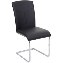 Mendler 2er-Set Esszimmerstuhl HWC-F36, Freischwinger Küchenstuhl Konferenzstuhl ~ Kunstleder, schwarz