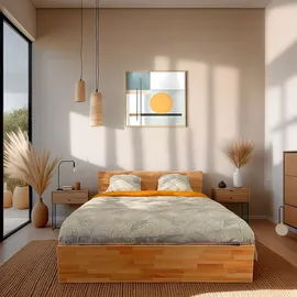 Weber Industries MASSIVHOLZBETT mit Bettkasten/ 160x200cm MILO - Buche geölt