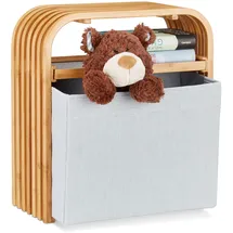 Relaxdays Hocker mit Aufbewahrung, Grau,Hellbraun