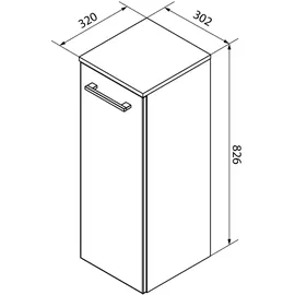 Fackelmann Verona Midischrank 30,2 x 82,6 x 32 cm Weiß Hochglanz