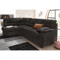 Ecksofa SIT & MORE "Pandora L-Form" Sofas Gr. B/H/T: 251cm x 91cm x 176cm, Luxus-Microfaser ALTARA NUBUCK, Ottomane links, mit Bettfunktion-mit Bettkasten, schwarz wahlweise mit Bettfunktion und Bettkasten