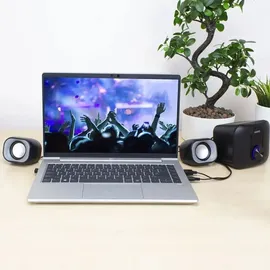 Eminent 2.1 Stereo speaker set for PC and laptop, USB powered, PC Lautsprecher, Schwarz, 1 m, 3 W - Schwarz