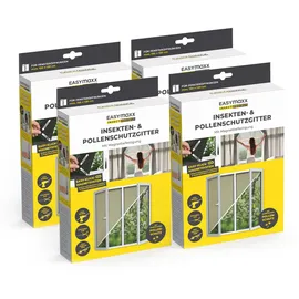 EasyMaxx Fliegengitter für Fenster mit Pollenschutz & Magic Click | Moskitonetz zuschneidbar für alle Fenster bis 150x130cm | Einfache Montage mit 12 Magneten - kein Bohren oder Schrauben [4 Stück]