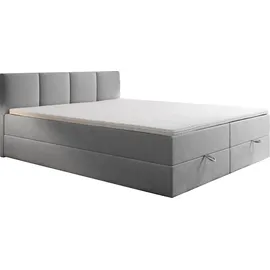 Trada Royal Boxspringbett 200x200 mit Bettkasten Bonell H3 mit Topper Grau - Grau