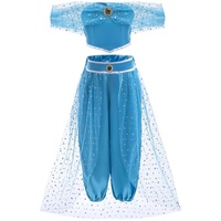 Lito Angels Prinzessin Jasmin Kostüm Kleid Verkleidung für Kinder Mädchen Größe 6-7 Jahre, Blau