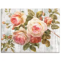 ARTland Wandbild »Vintage Rosen auf Holz«, Blumen, (1 St.),