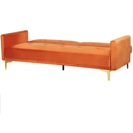 Beliani Schlafsofa 3-sitzer Lucan Samtstoff Orange