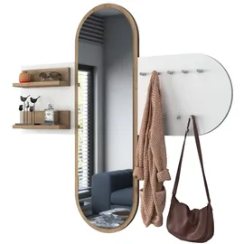 Asir Wandspiegel RANI 125x120 cm weiß/braun - Weiß/Braun