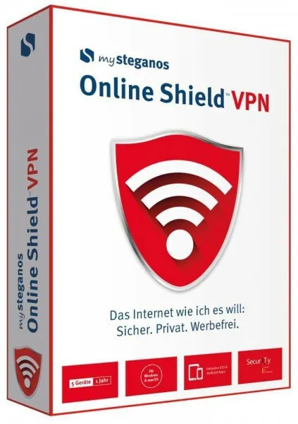 Steganos Online Shield VPN | 5 Geräte / 1 Jahr | Download + Produktschlüssel