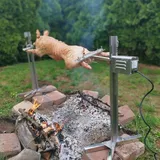 BBQ Edelstahl Spanferkel Grill Mit Motor | Höhenverstellbarer Spießgrill | Elektro-Edelstahl-Grill-Set Mit Drehspieß Für Lagerfeuer, Camping Und Garten, Für Spanferkel Und Lämmer