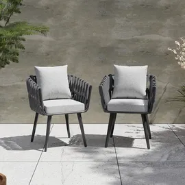 Tectake 2er Set Stuhl Lugano Mikrofaser