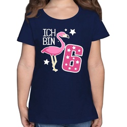 Shirtracer T-Shirt Ich bin sechs Flamingo – 6. Geburtstag – Mädchen Kinder T-Shirt t shirt 6 jahre – tshirt kinder mädchen mit sprüche – girls gifts blau 116 (5/6 Jahre)