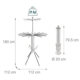 Relaxdays Ausziehbarer Wäscheständer 180 m grau/silber/weiß