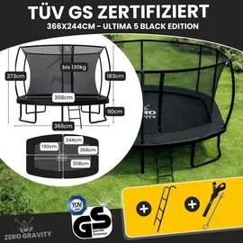 Zero Gravity Trampolin 366 x 244 cm inkl. Sicherheitsnetz Schwarz
