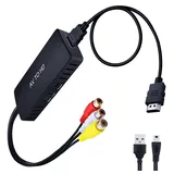 Beigemo RCA auf HDMI, AV auf HDMI Adapter mit USB-C Kabel, Unterstützt 1080P 60Hz, HDMI Cinch Adapter Cinch auf HDMI Adapter für Wii/PS2/PS3/PC/Xb0x/SNES/N64/STB/VHS/VCR/DVD/Kamera