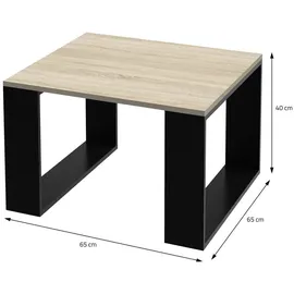 ML-Design Couchtisch 65x65x40 cm, Eicheoptik-Schwarz, Kufenbeine, Quadratischer