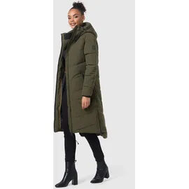 Marikoo Damen, Gr. 3XL, grün (schwarz olive), Obermaterial: 92% Nylon, 8% Elasthan; Futter: 100% Polyester; Wattierung: 100% Polyester; Ärmelfutter: 100% Polyester, Jacken, langer Winter Mantel gesteppt