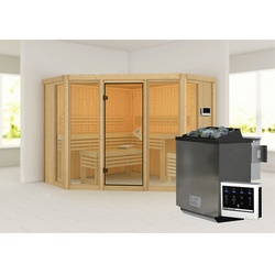 KARIBU Sauna »Ehmja 2«, BxHxT:231 x 198 x 231 cm, ohne Dachkranz - beige