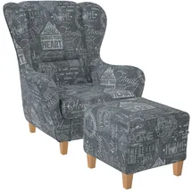 Supellex Sofia Ohrensessel mit Hocker | Design Helsinki Grau