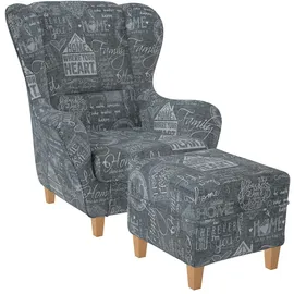 Supellex Sofia Ohrensessel mit Hocker | Design Helsinki Grau