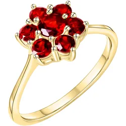 Fingerring »Schmuck Geschenk Gold 333 Fingerring Damenring Blume«, mit Granat, 69311543-62 gelbgoldfarben-dunkelrot + dunkelrot
