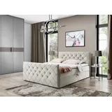 Fun Möbel Boxspringbett Schlafzimmerbett EIVOR 140x200cm Beige inkl.Bettkasten - Schwarz