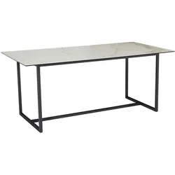 Esszimmertisch Marmor-Look Elegant | 180x90x76cm Glas-Keramik & Metall | Weiß Hochglanz | Kratzfest & Pflegeleicht | Arctic Kollektion | Kadima Design