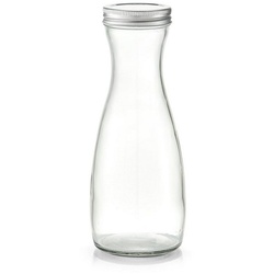 Zeller Present Karaffe Glaskaraffe mit Metalldeckel 1000 ml, (1-tlg), Glaskrug Glasflasche Dekanter weiß