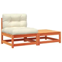vidaXL Gartensofa ohne Armlehnen mit Kissen und Hocker