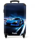 NoBoringSuitcases.com Handgepäck Koffer, Reisekoffer, Reisetasche mit Rollen, Trolley Handgepäck, Koffer Handgepäck, Trolley 55x40x20, Suitcase, Handgepäck 55x40x20 cm (Auto - Blau)