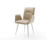 DELIFE Polsterstuhl Vinja-Flex, 4-Fuß konisch Edelstahl Mikrofaser Beige Vintage beige|weiß