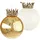 Brubaker Weihnachtskugel Set King - 2 Premium Baumkugeln aus Glas - Gold und Glitzer mit Kronen - 12 cm Christbaumschmuck König - Weihnachtsdeko Anhänger Baumdekoration
