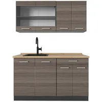 Vicco Küchenzeile R-Line 140 cm Edelgrau/Anthrazit