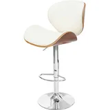 Mendler Barhocker Foxrock, Barstuhl, Holz Bugholz Retro-Design ~ Walnuss-Optik, Kunstleder creme