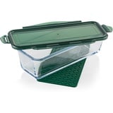 Genius Nicer Dicer Exclusive Glasschüssel-Set groß mit Deckel & Silikonmatte - Glasbehälter Auflaufform Ofenform backofenfest und gefriergeeignet 1800ml, Grün