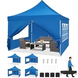 TOOLUCK Faltpavillon 3X6, Pavillon 3x6m Wasserdicht Stabil Winterfest, Faltbar Partyzelt mit 6 Seitenwänden & 4 Sandsack Pop up Gartenpavillon Anti-UV für Hochzeiten, Freien, Lichtblau