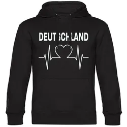 multifanshop Kapuzen Sweatshirt - Deutschland - Herzschlag - Druck weiß - Hoodie