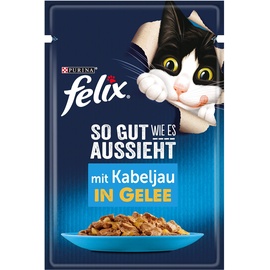 FELIX So gut wie es aussieht Katzenfutter nass in Gelee, mit Kabeljau, 26er Pack (26 x 85g)