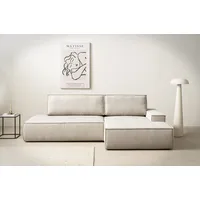 Ecksofa HOME AFFAIRE "SHERWOOD, Schlafsofa in L-Form offen (275cm), Cord, Leinenoptik", beige (hellbeige), B:275cm H:85cm T:167cm, 100% Polyester, Sofas, Ecksofa, Schlaffunktion und Bettkasten, Kedernaht, hoher Sitz- & Liegekomfort