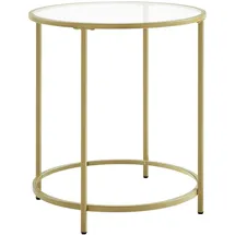 VASAGLE Beistelltisch rund Glas gold 50,0 x 50,0 x 55,0 cm, 1 St.